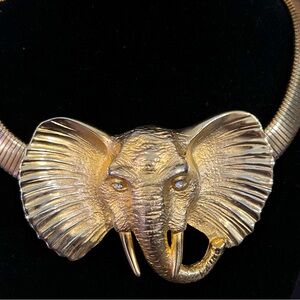 Vintage Doreen Ryan Gold-tone Oversized Elephant Choker Necklace